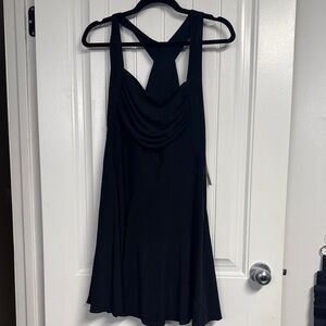 Anthropologie Black Draped Mini Dress